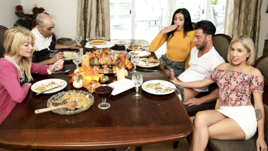 Парень пришел в гости к тете и ее кузинам чтоб занятся сексом в групповухе